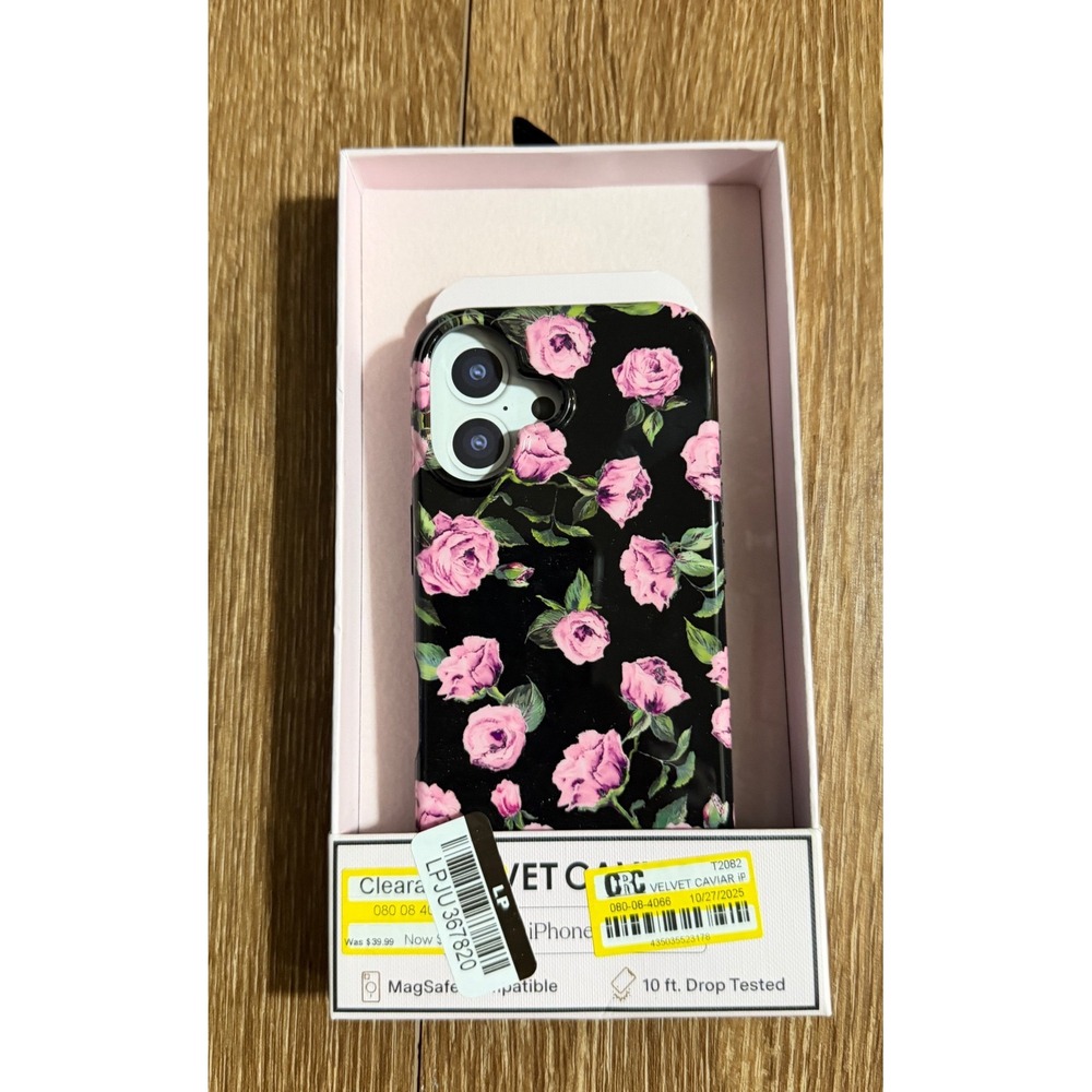 Velvet Caviar iPhone 13 Case Pink Rose Floral Black MagSafe 10ft Drop Protection